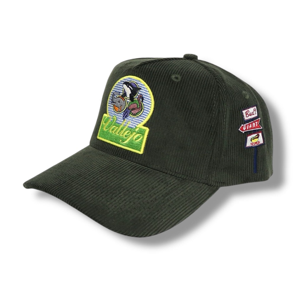 WELCOME TO VALLEJO ARMY GREEN CORDUROY SNAPBACK