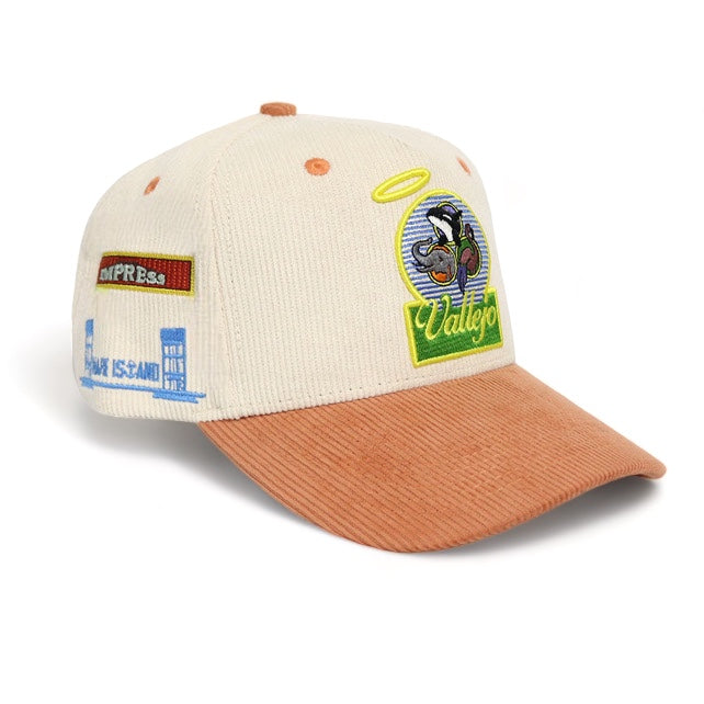 WELCOME TO VALLEJO Cream&Light Golden Brown Corduroy SnapBack