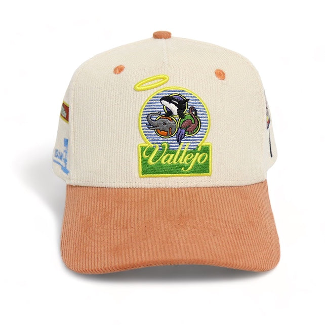 WELCOME TO VALLEJO Cream&Light Golden Brown Corduroy SnapBack