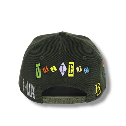 WELCOME TO VALLEJO ARMY GREEN CORDUROY SNAPBACK